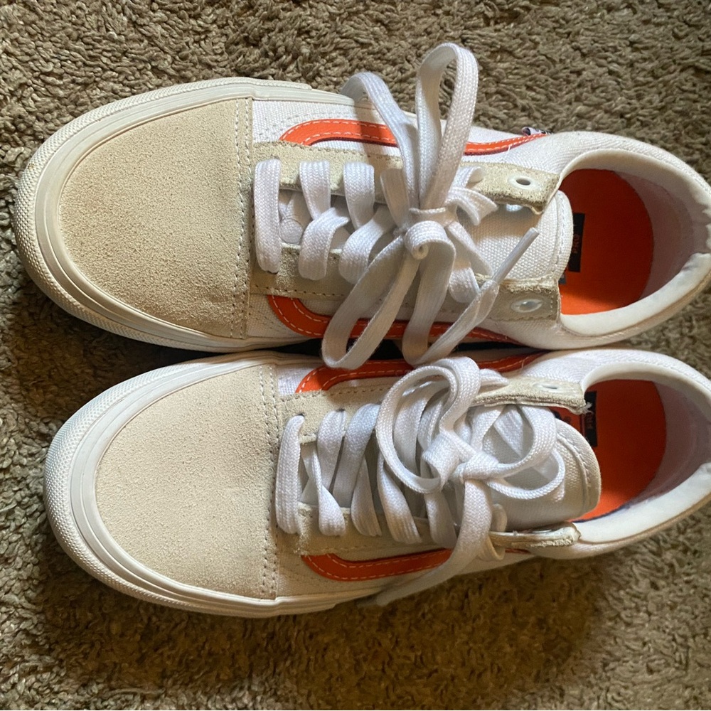 Stylish Men’s Vans White and Orange Sneakers
